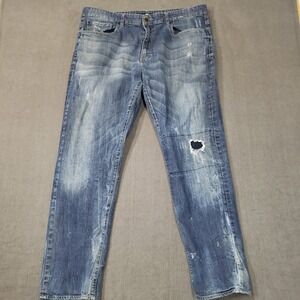 Jordan Craig Aaron Jeans Mens 40x32 Blue Distressed Straight Leg JM3037